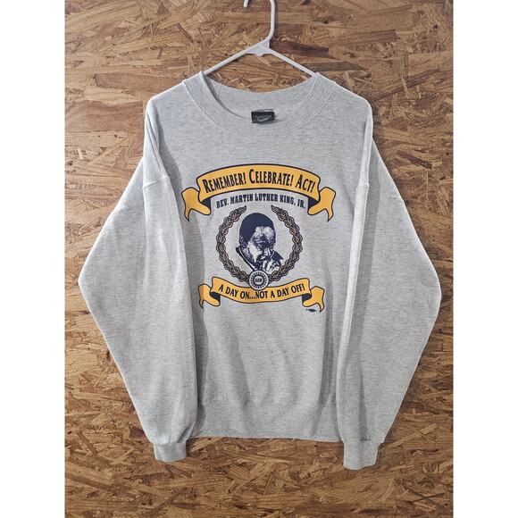 90s MLK Remember Vintage Black History Crew Sweater Gray Size XL - Picture 1 of 4